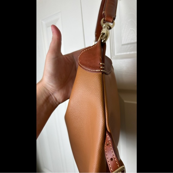 DOONEY & BOURKE Medium Sac Hobo Purse Shoulder Hand Bag Cognac Tan Brown Leather - Picture 5 of 16